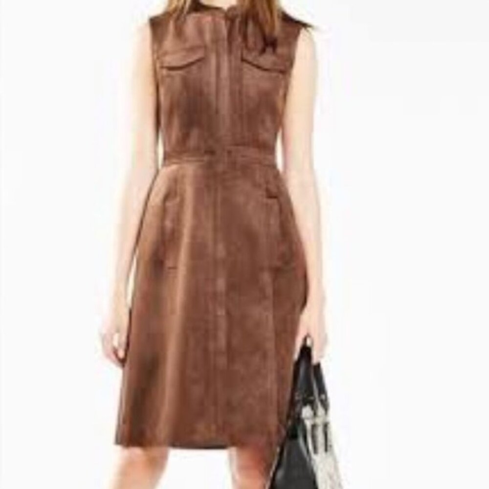 BCBG MaxAzria Alexandria Toffee Faux Suede Dress Size M